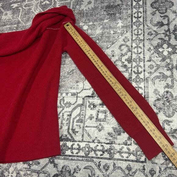 Leith Red Off Shoulder Foldover Rib Knit Sweater Top Women’s Size S - Picture 7 of 7